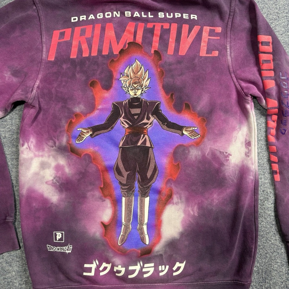 Primitive Dragon Ball Super Goku Black Rose Tie Dye Hoodie Mens Small Purple